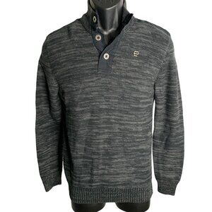 Epic Threads Youth Boys Pullover Sweater L Marled Black Knit Buttons High Neck